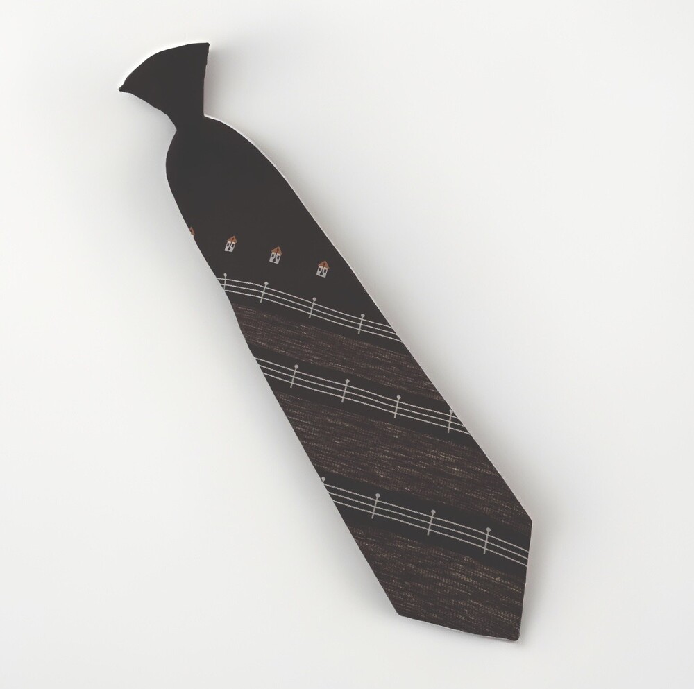 Vintage Wembley Tie Mens Clip On 70s Brown Geometric Unique  Avant Garde Artsy